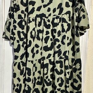 Casual Black and Tan Flutter Sleeve Asymmetrical Sundress